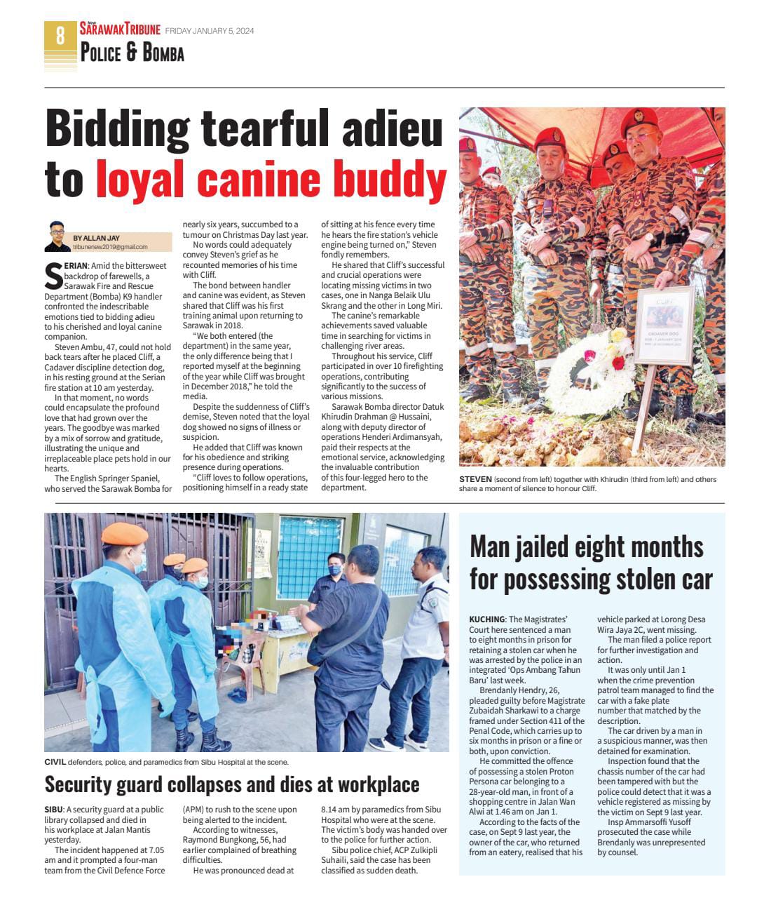 2. Bidding tearful adieu to loyal canine buddy