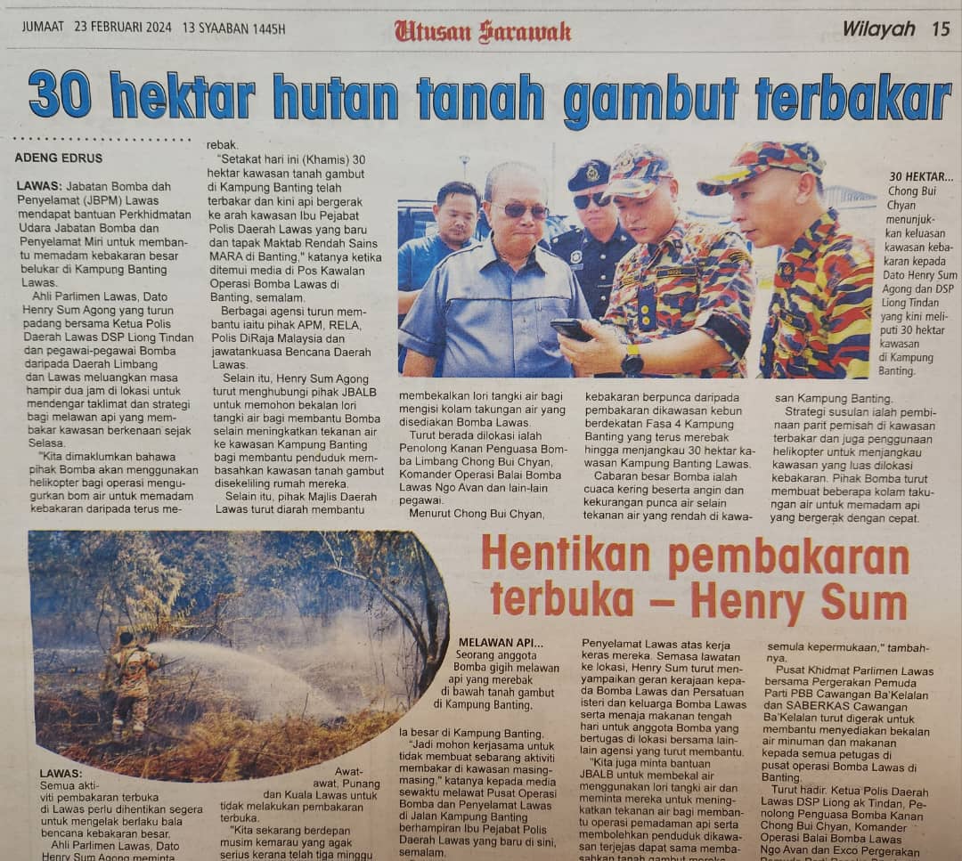 30 Hektar Hutan Tanah Gambut Terbakar