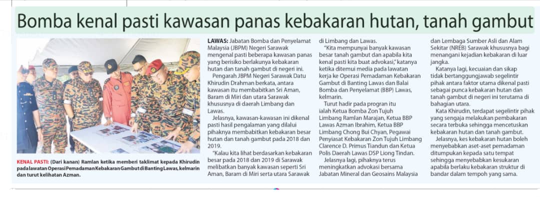 Bomba Kenal Pasti Kawasan Panas Kebakaran Hutan Tanah Gambut