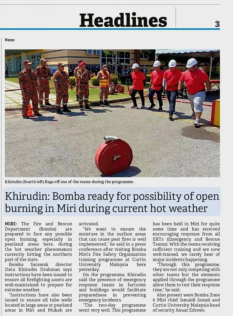 Bomba ready for possibility of open burning in Miri during current hot weather