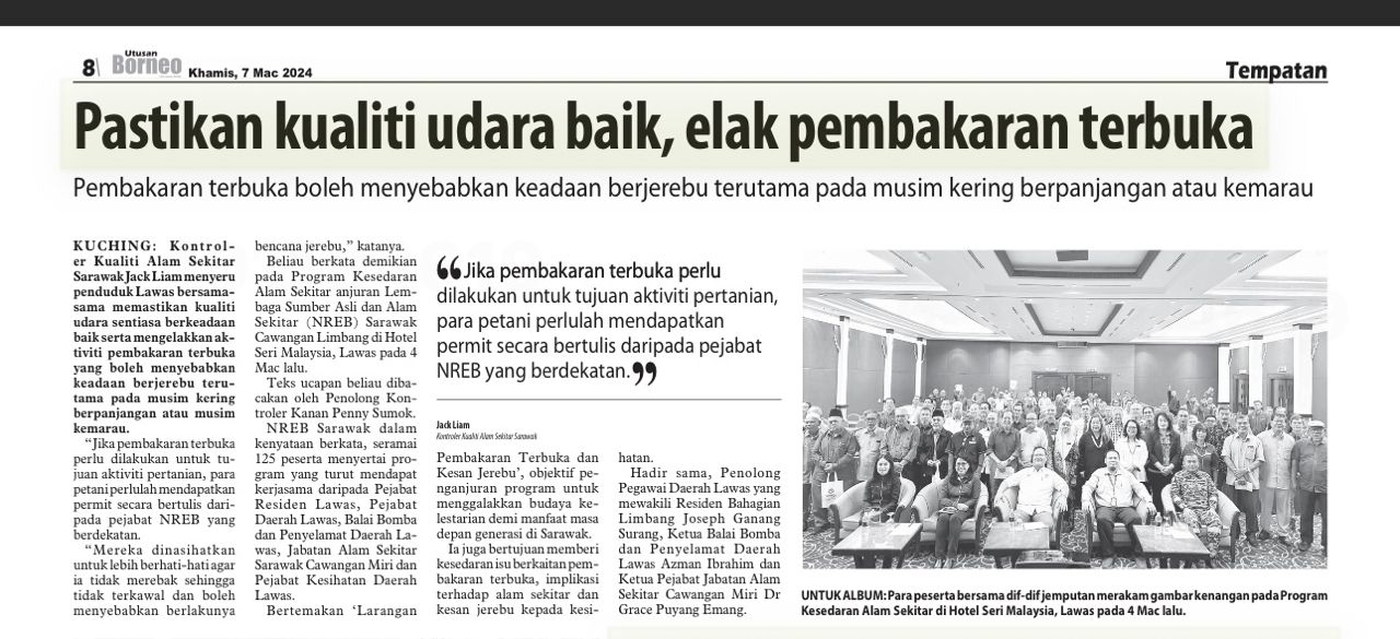 Pastikan kualiti Udara Baik Elak Pembakaran Terbuka